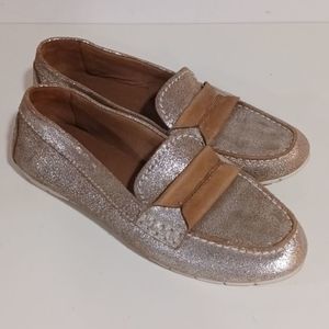 Frye silver Distressed leather loafers Size 8.5
